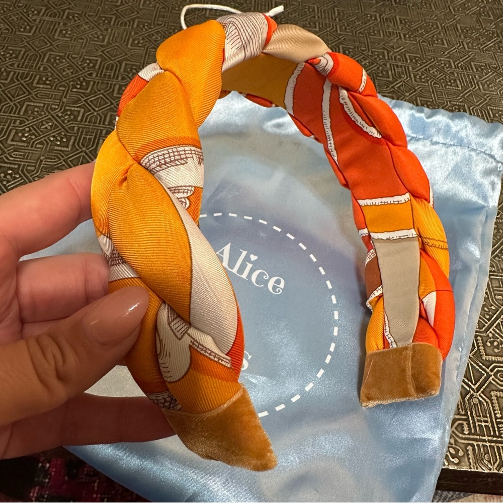 Hermes Orange and Brown Braided Headband made my Alice + Hops
